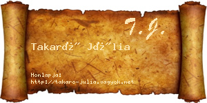 Takaró Júlia névjegykártya